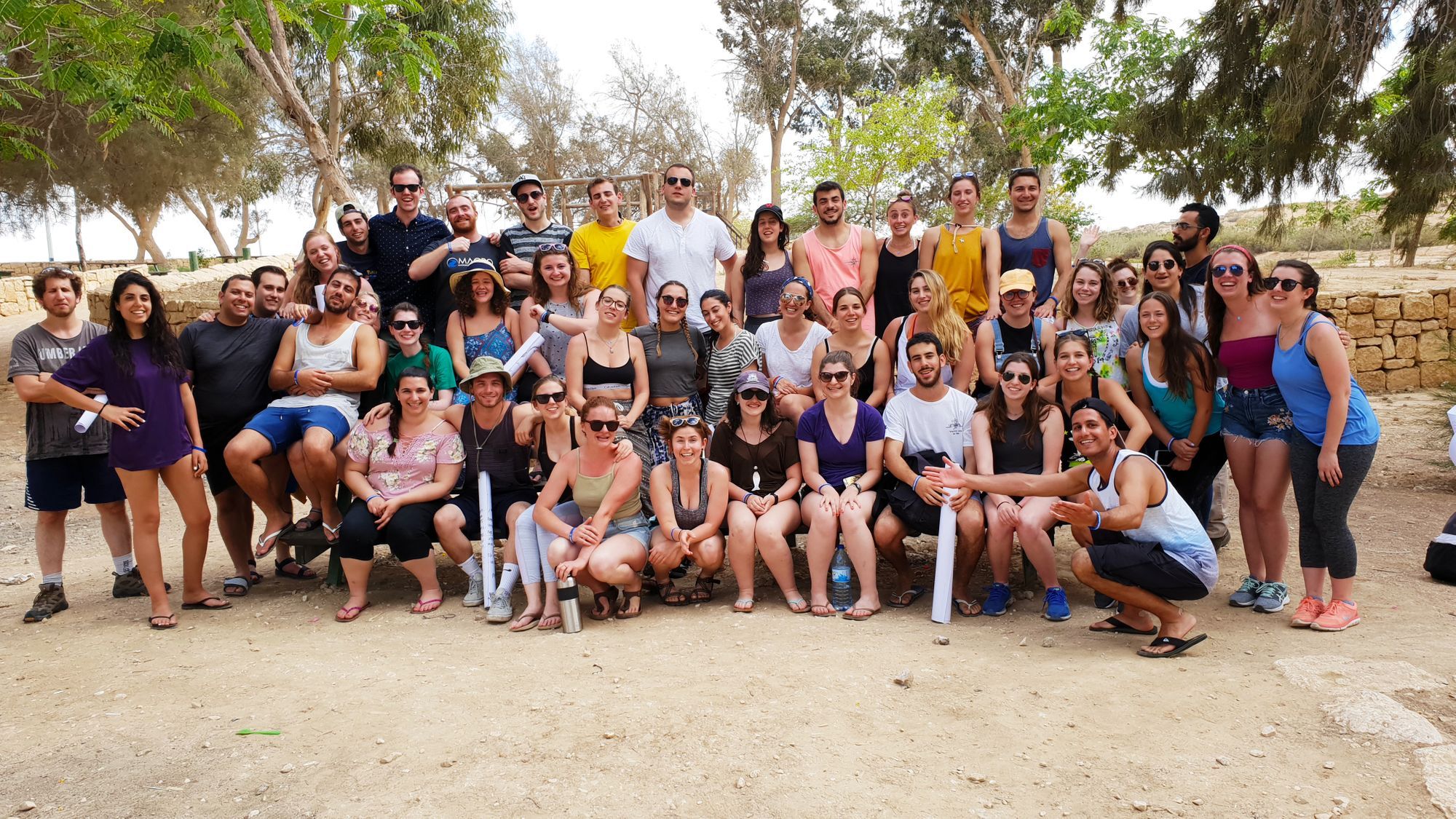 A Birthright group of young Jewish visitors together in Israel